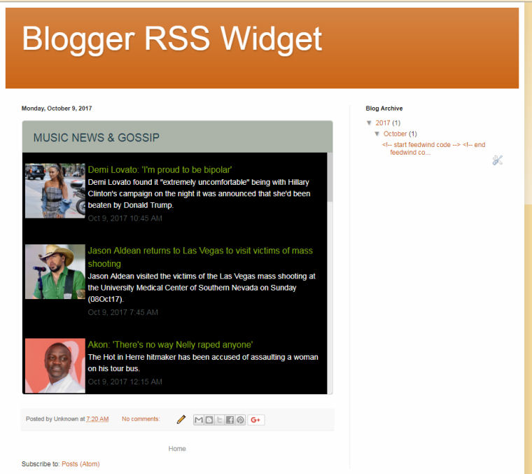 blogger RSS widget