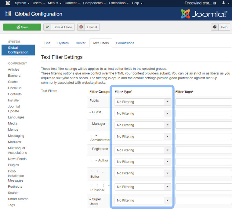 joomla rss code