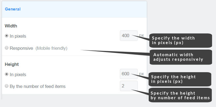 rss widget container dimensions