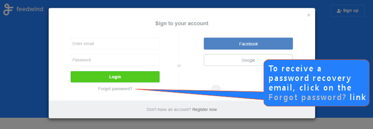 feedwind password recovery