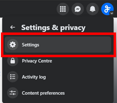 Settings & privacy menu