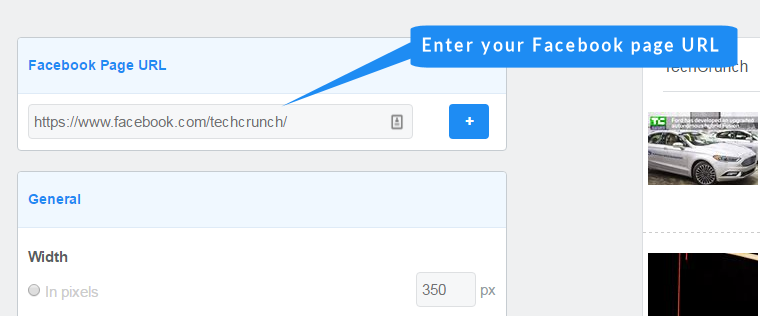 Enter your Facebook page URL