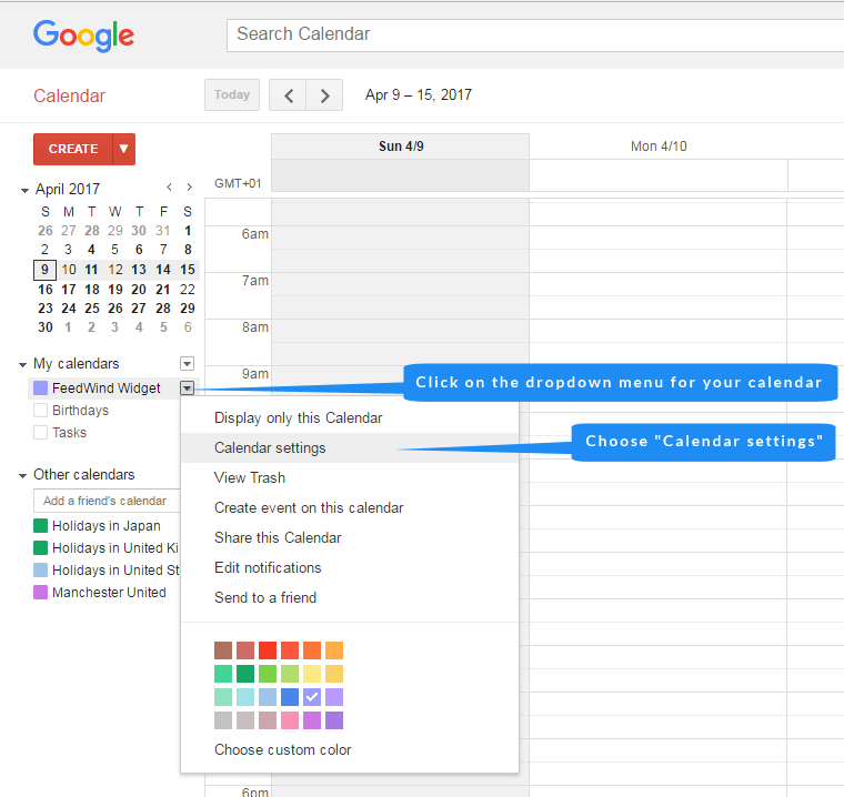 Find your Google Calendar ID FeedWind Support