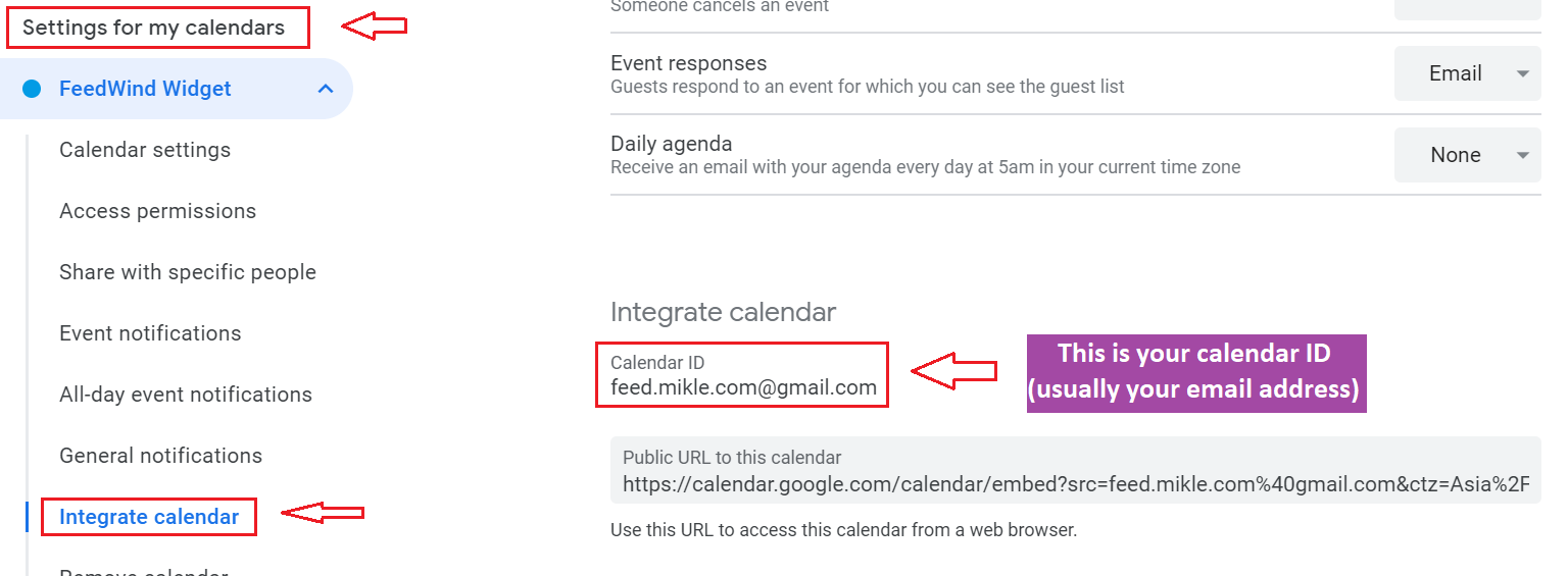 find your google calendar ID