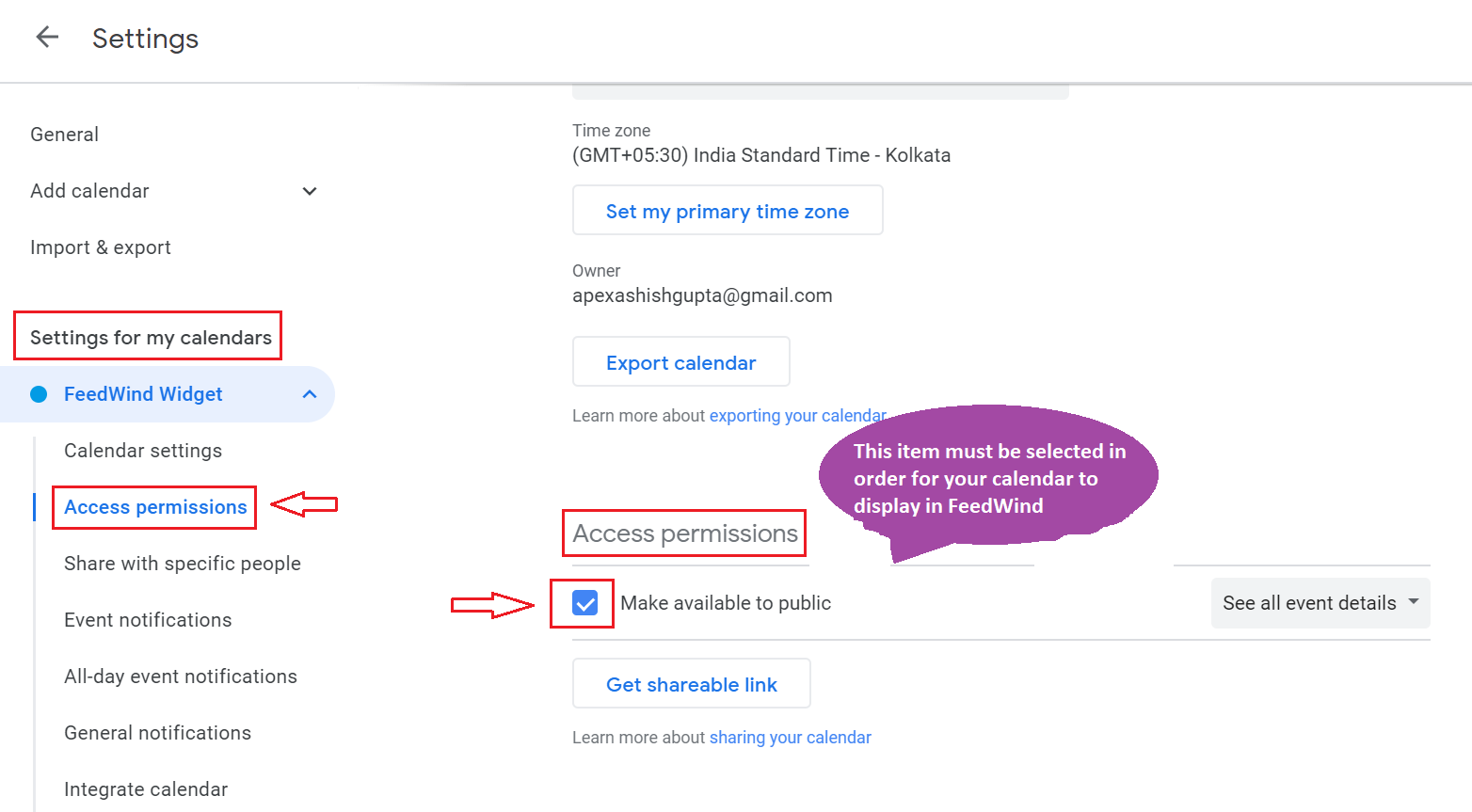 Learn to Find Google Calendar ID FeedWind