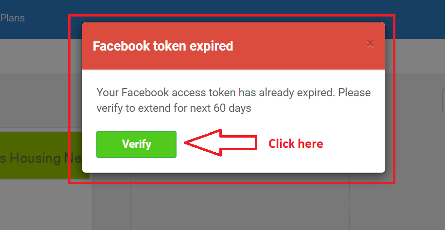 Facebook token expired notification 