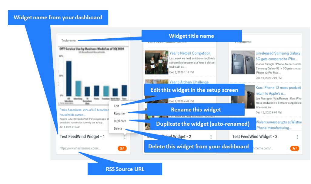 FeedWind account dashboard