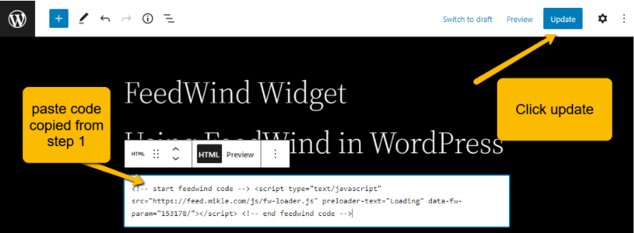 Paste Feedwind widget code