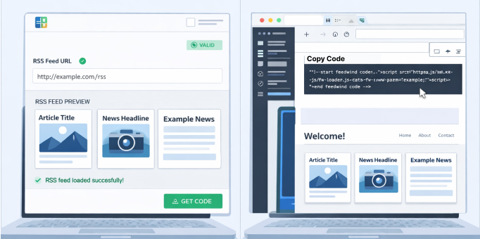 RSS widget setup in FeedWind dashboard