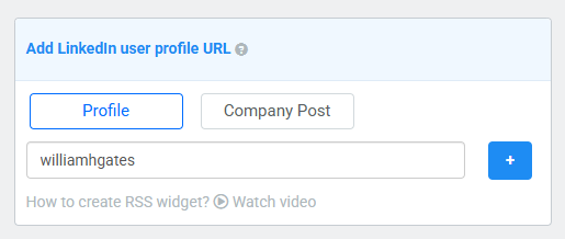 Add LinkedIn profile or company URL to widget
