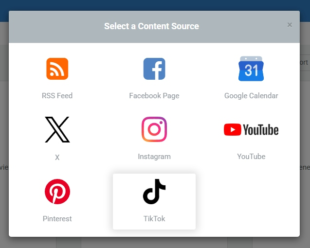 TikTok widget select source